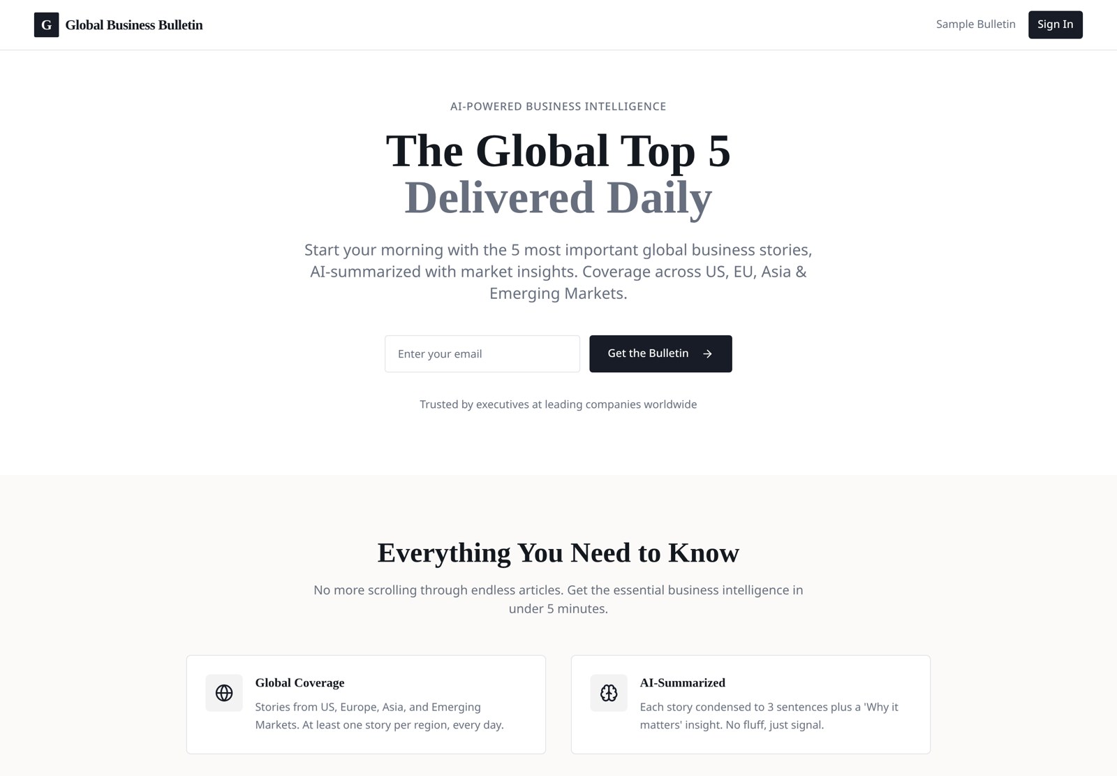 Global Business Bulletin homepage hero